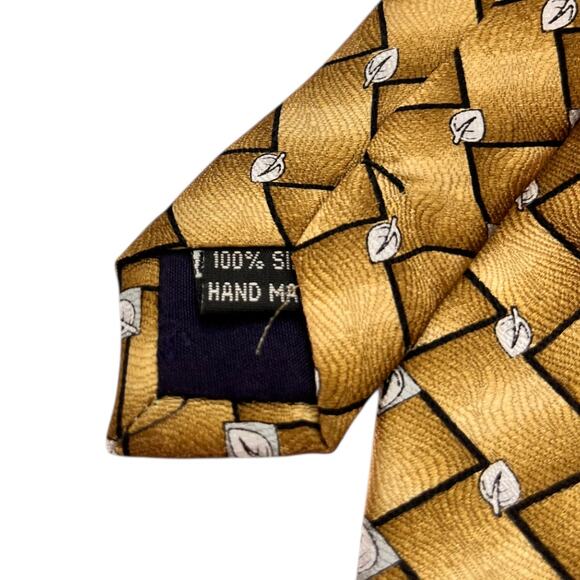 Pace Mens Gold Mens Tie Wide Fall Formal Business Geomentric - Picture 4 of 4